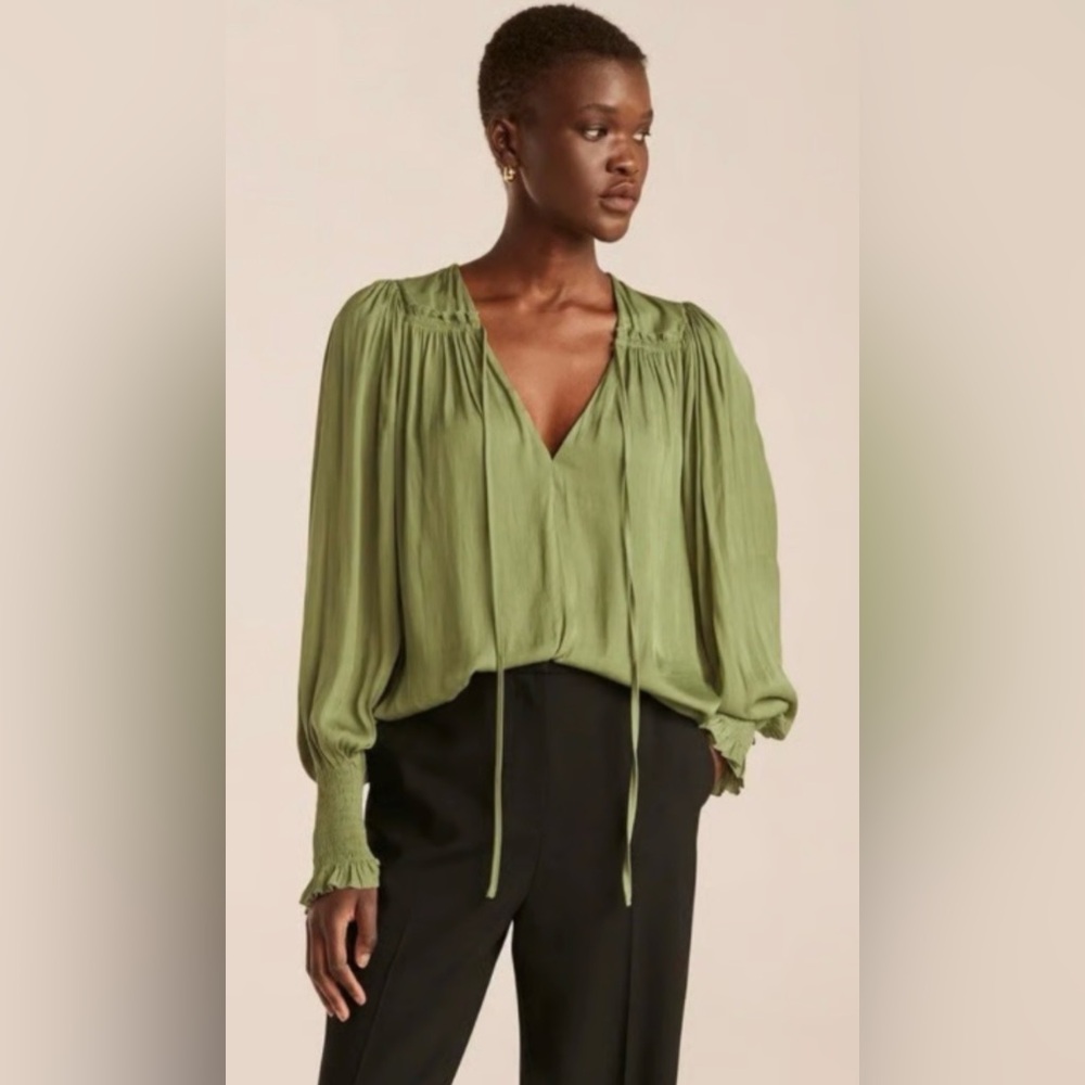 Rebecca Taylor Machta tie front sateen blouse